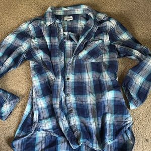 Blue Plaid Flannel, Sonoma Size L